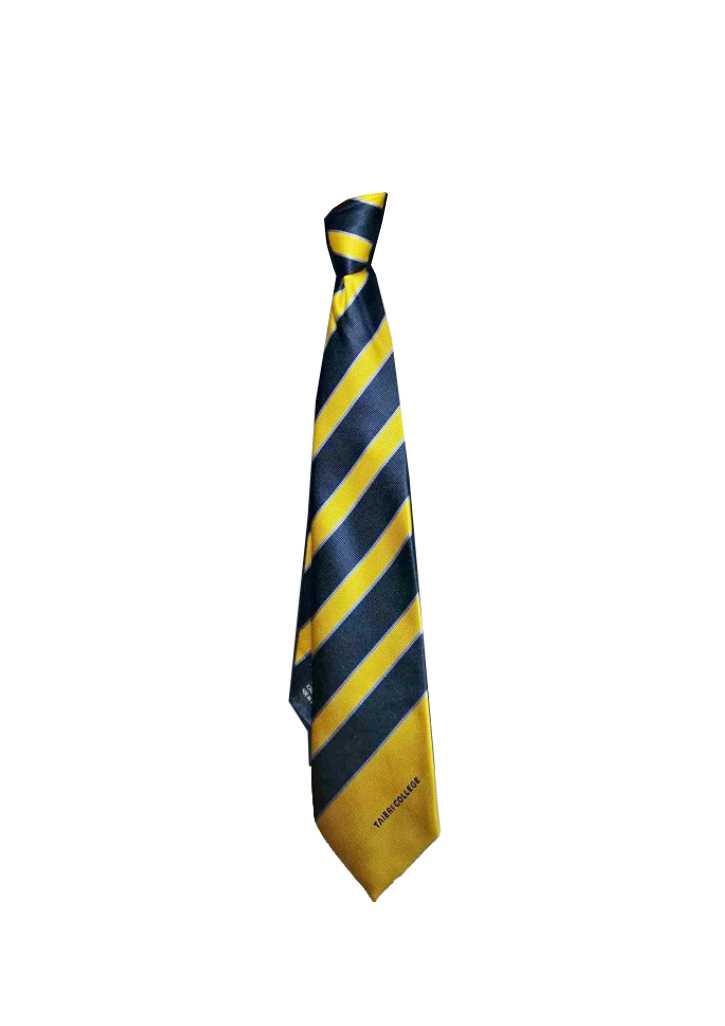 Taieri College Tie Gold/Navy Stripe